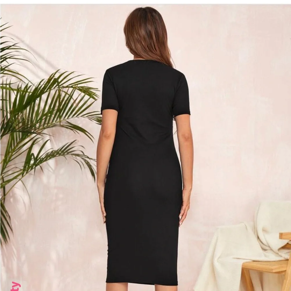 Shein maternity rib knit tie front dress size small (4) - Picture 3 of 7